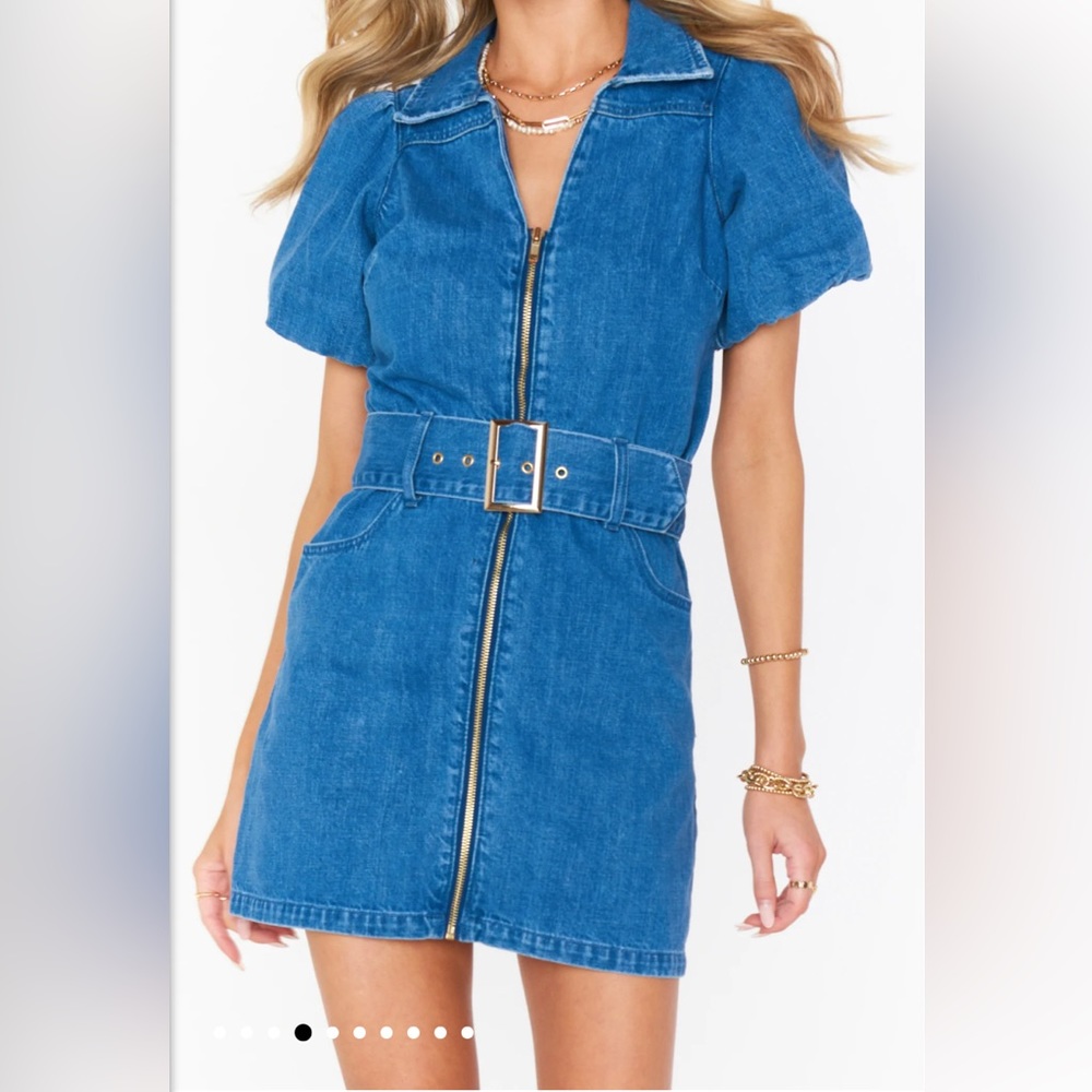 NWT Show me your MUMU Oxford mini dress size small Stormy Blue